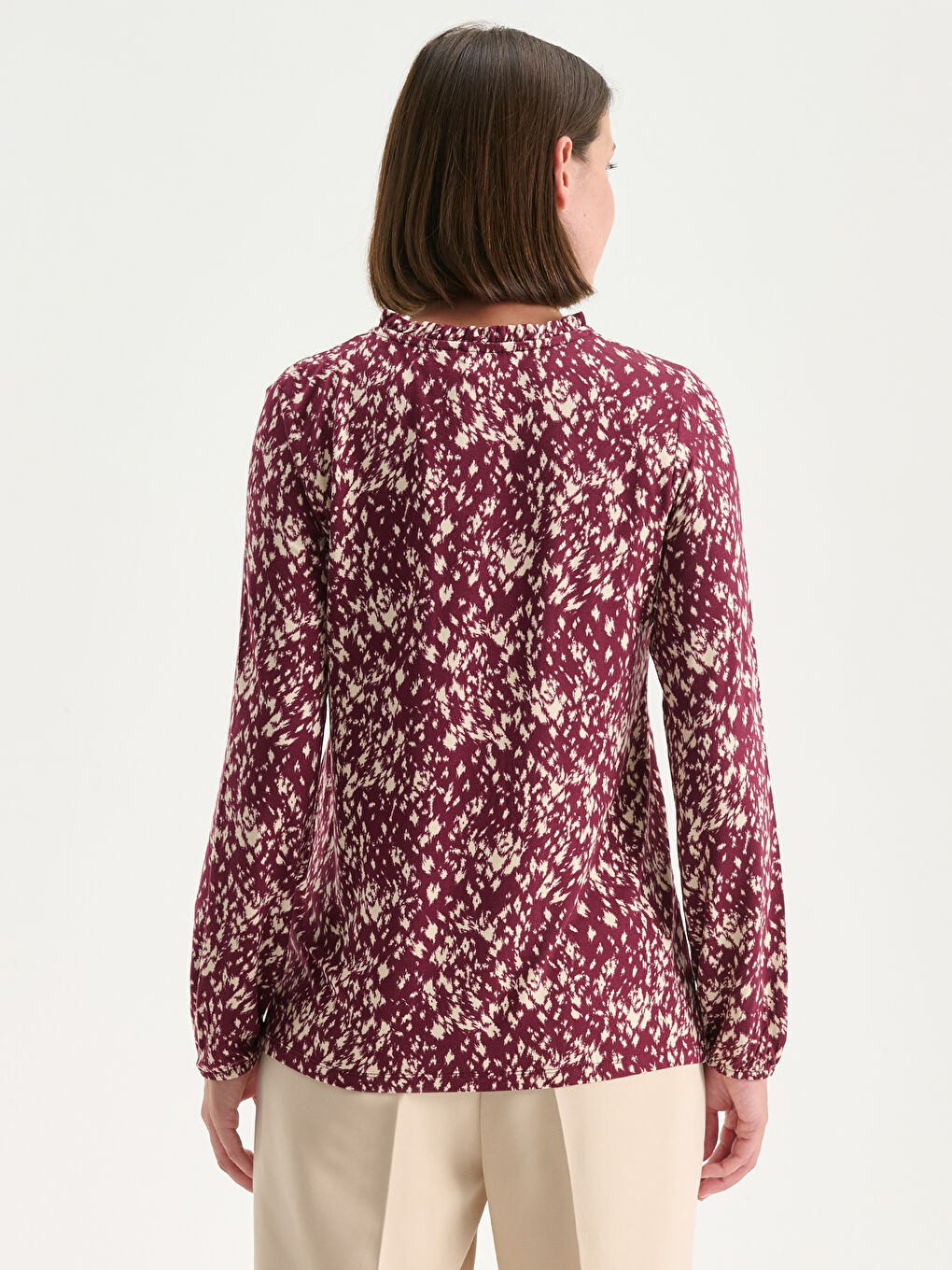 Tie Neck Patterned Blouse-4