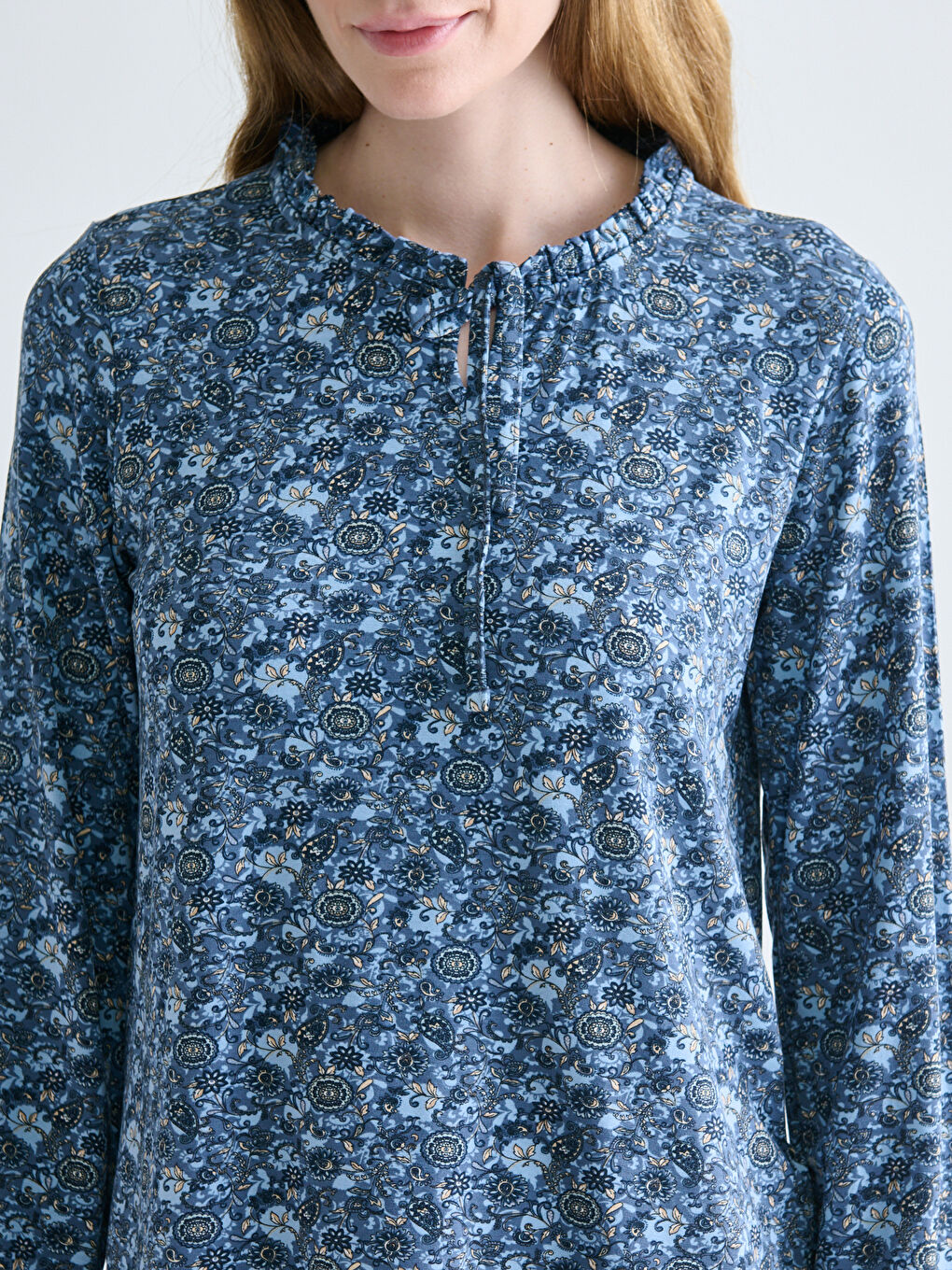 Tie Neck Patterned Blouse-2