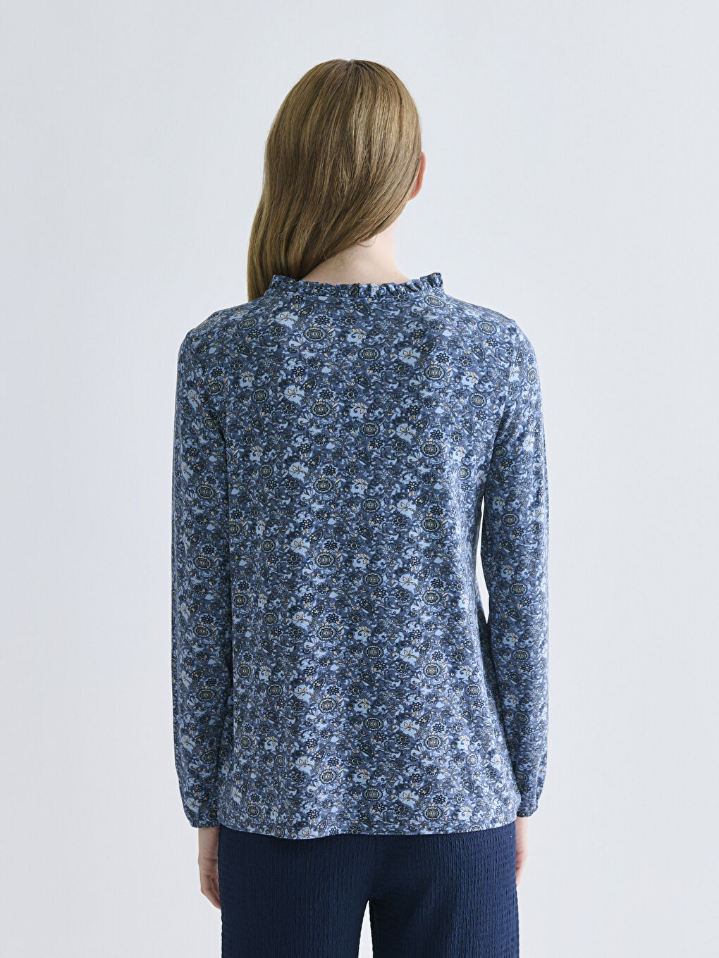 Tie Neck Patterned Blouse-3