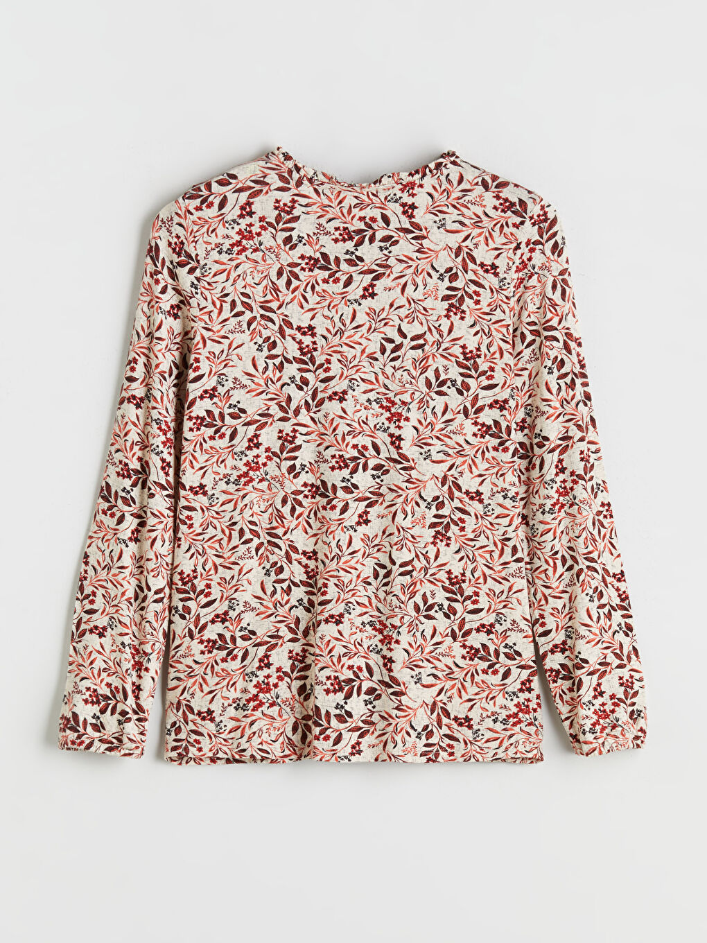 Turuncu Bağlamalı Yaka Desenli Bluz-6