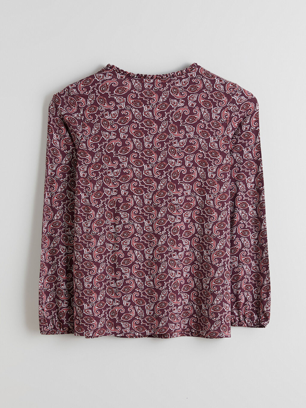 Kırmızı Bağlamalı Yaka Desenli Bluz-5