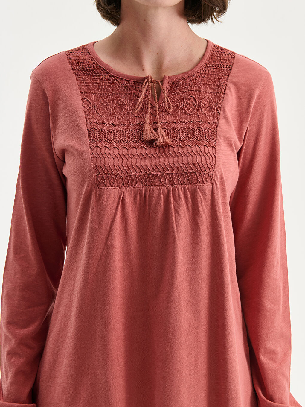 Tie Neck Embroidered Blouse-3