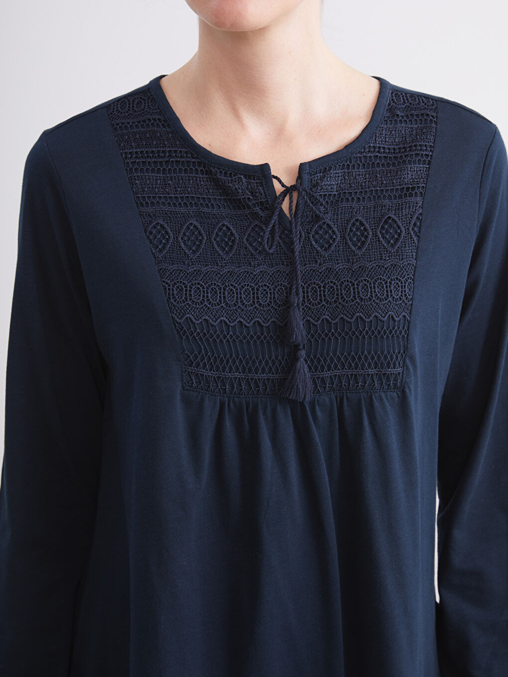 Tie Neck Embroidered Blouse-5