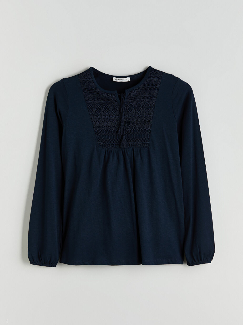 Tie Neck Embroidered Blouse-13