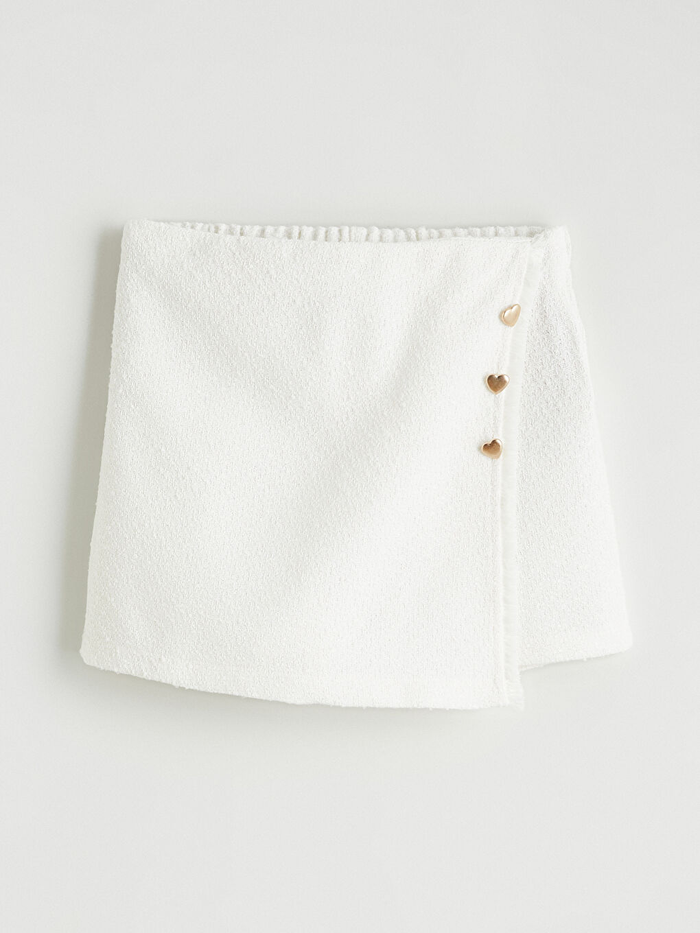 Ekru Beli Lastikli Kız Çocuk Tüvit Şort Etek