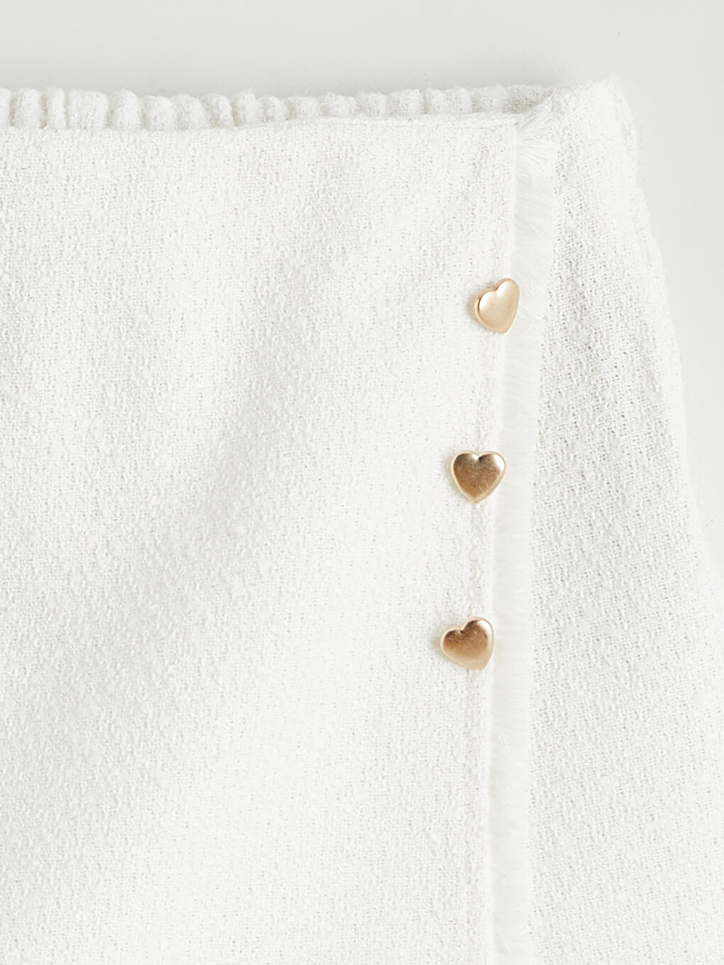 Ekru Beli Lastikli Kız Çocuk Tüvit Şort Etek-1