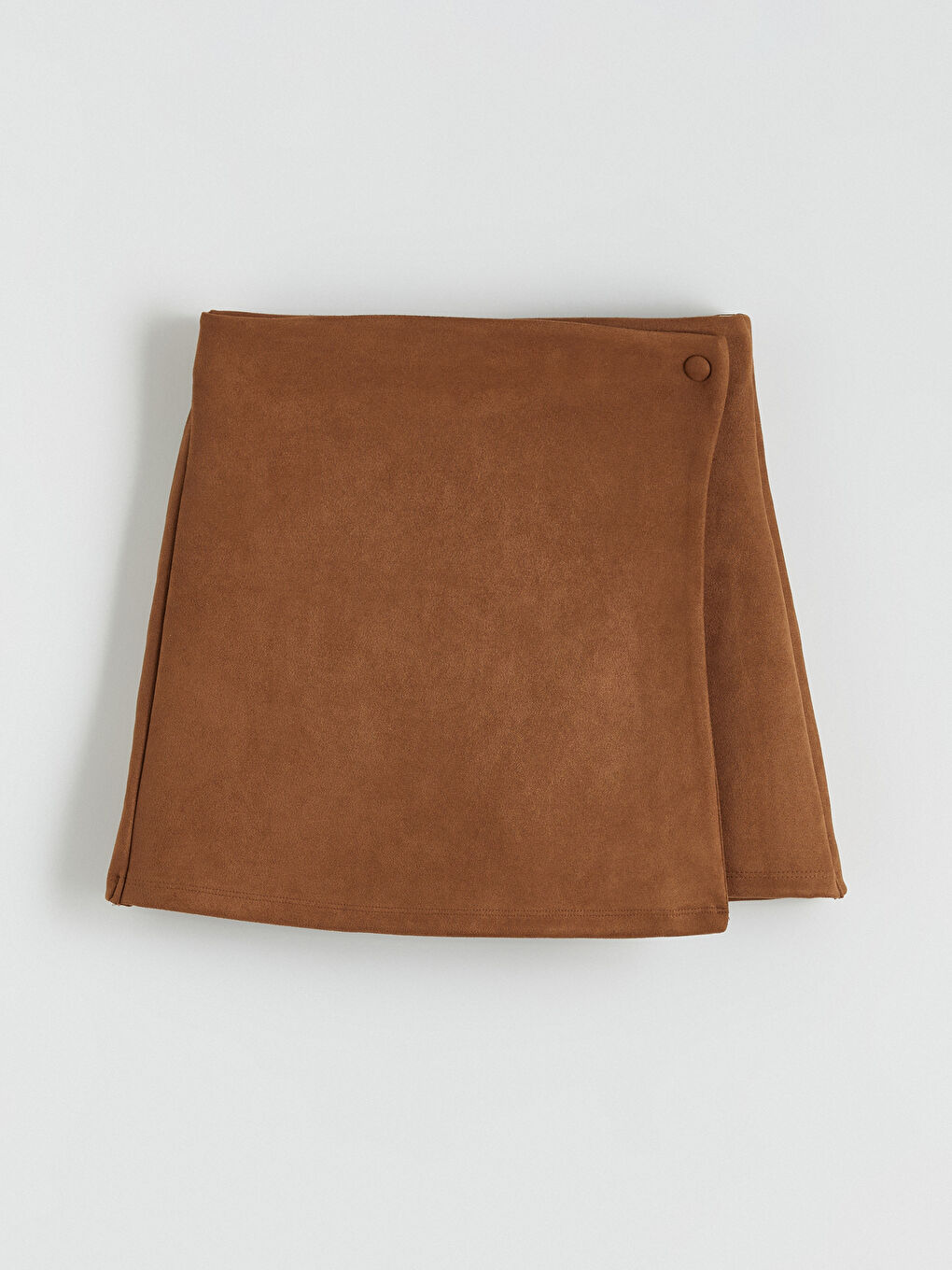 Kahverengi Süet Görünümlü Kız Çocuk Şort Etek-1