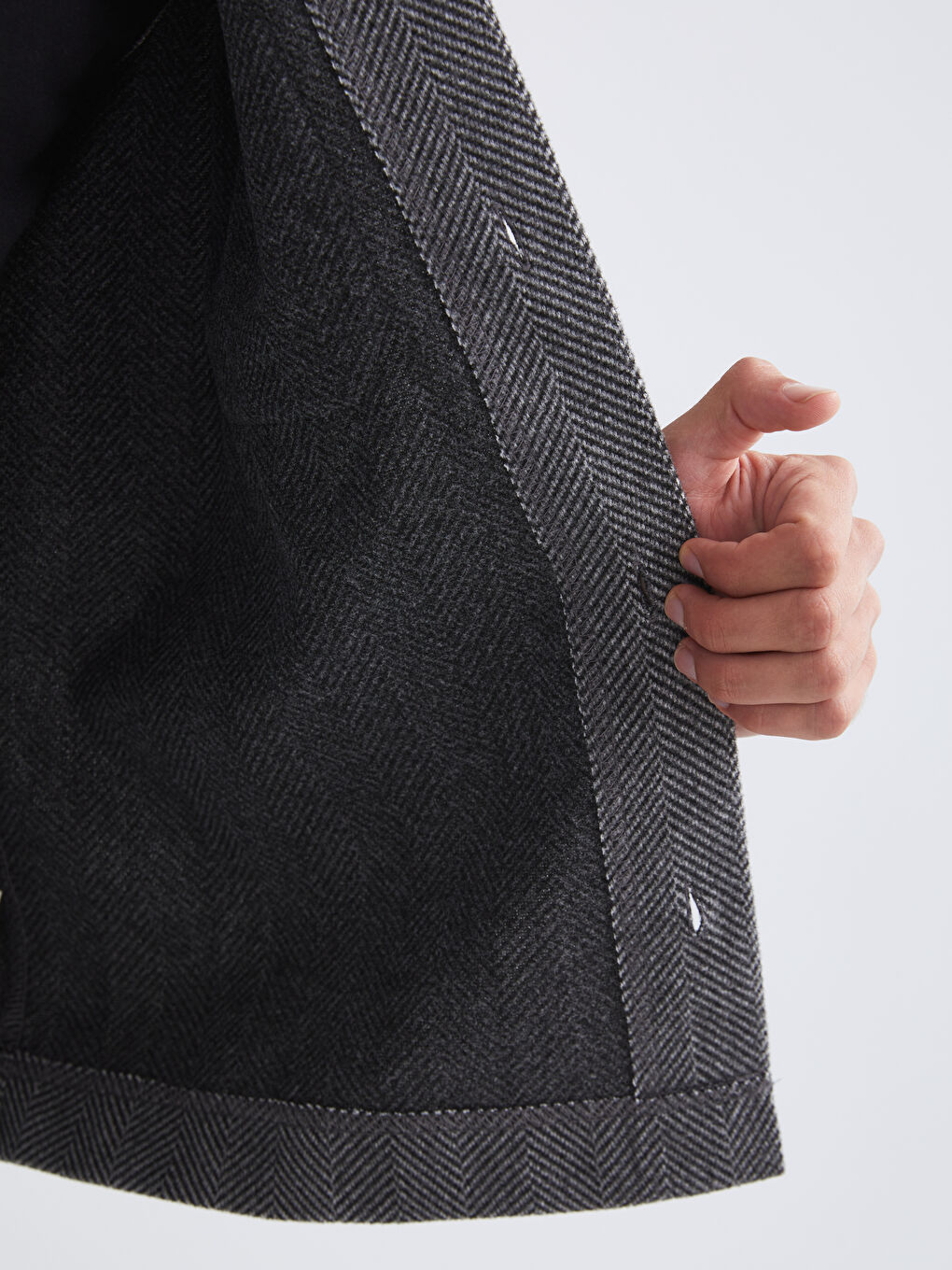 Antrasit Regular Fit Uzun Kollu Erkek Gömlek Ceket-3