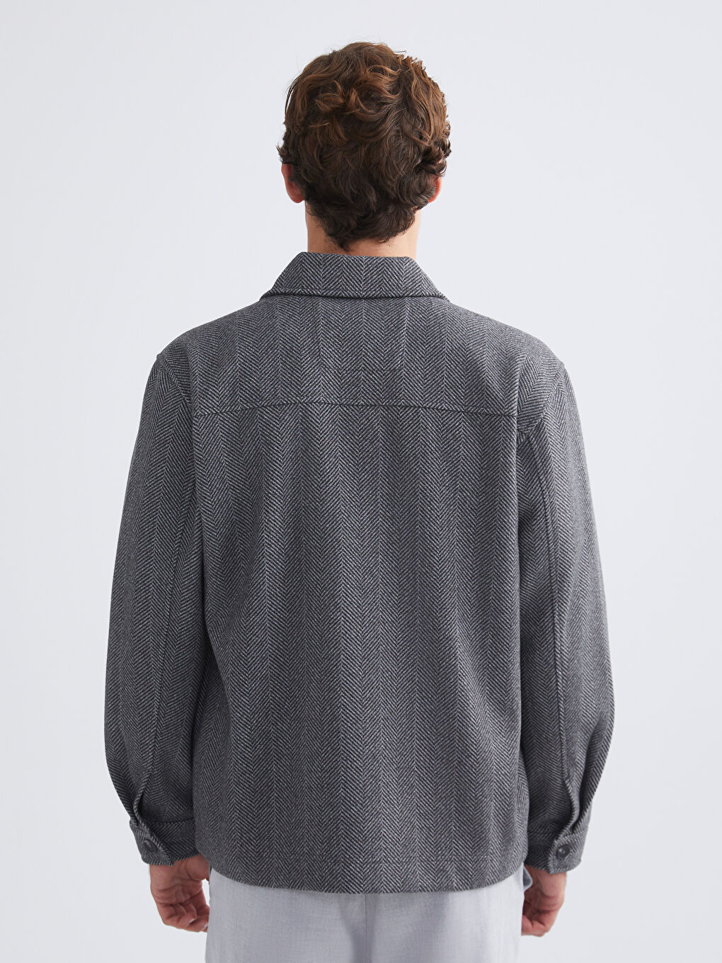 Antrasit Regular Fit Uzun Kollu Erkek Gömlek Ceket-4