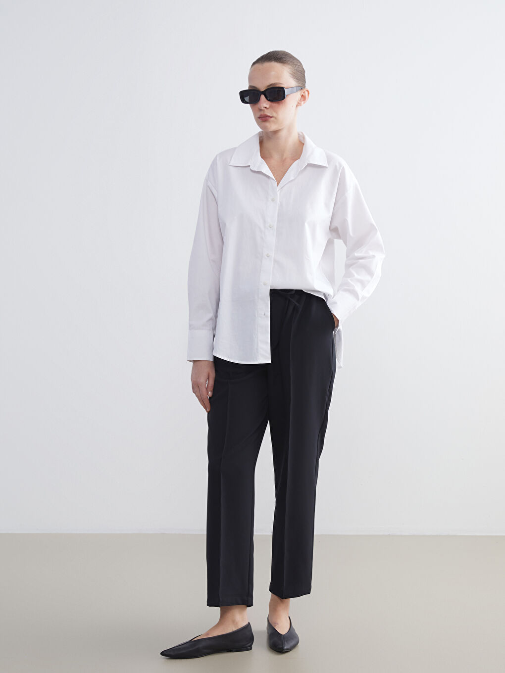 LCW ECO Elasticated Waist Poplin Women's Trousers -W5G388Z8-CVL