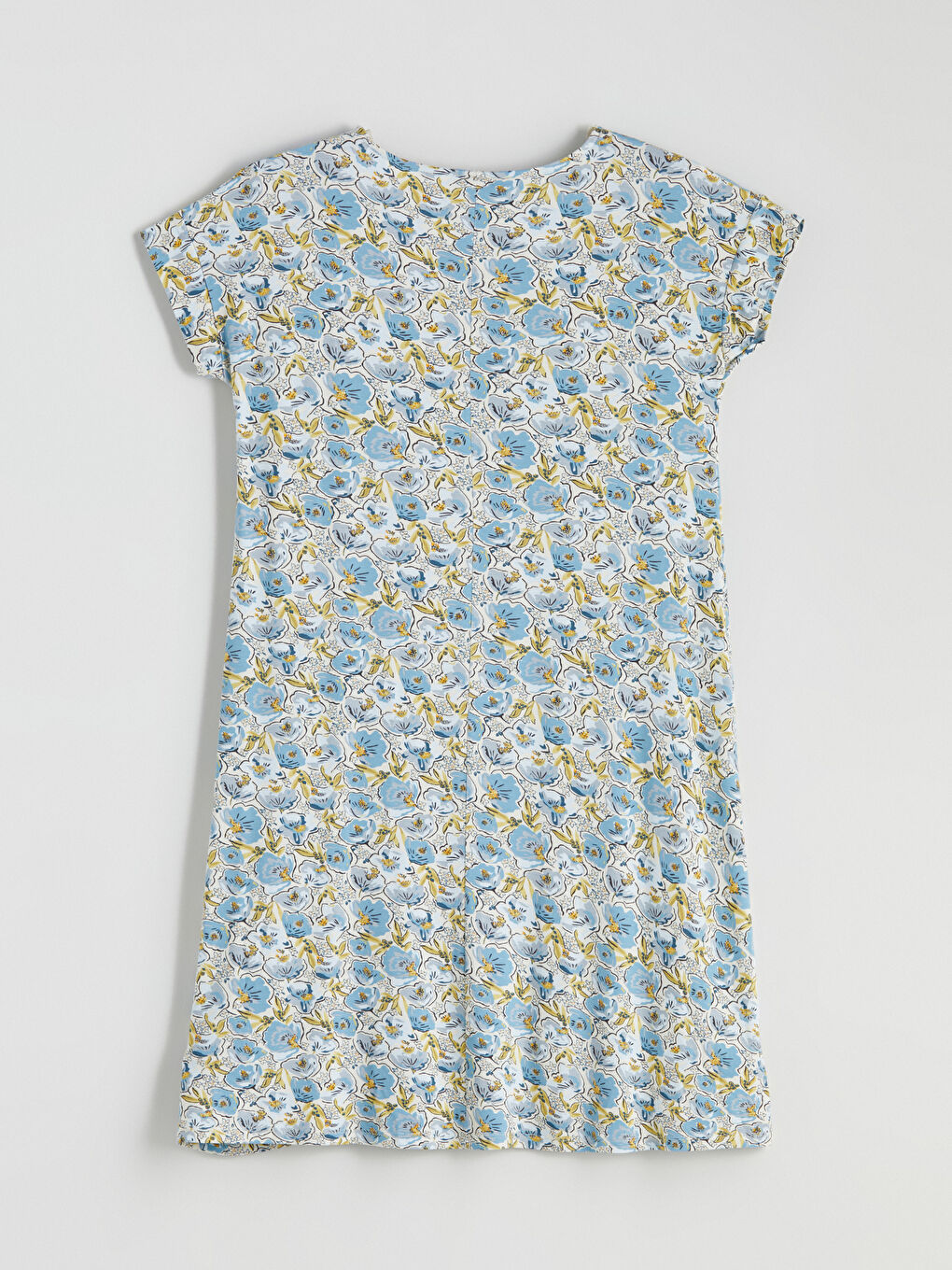 Yeşil Bisiklet Yaka Çiçekli A Kesim Elbise-7