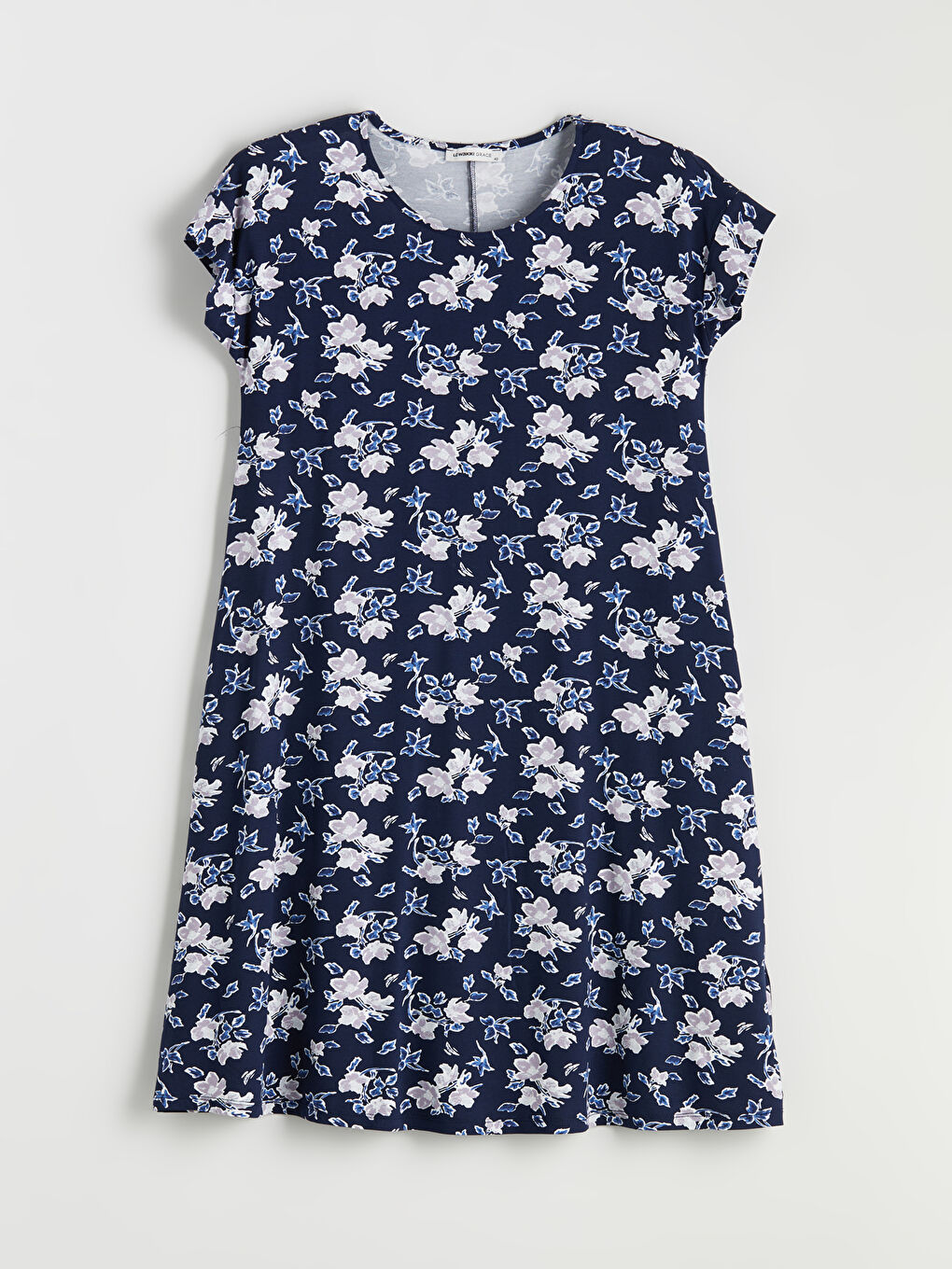 Crew Neck Floral A-Line Dress-5