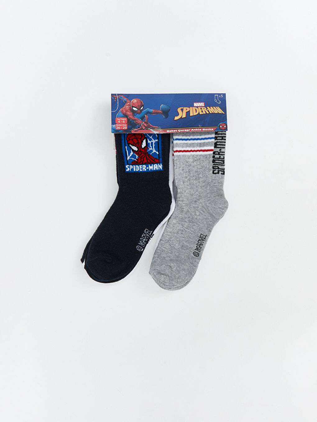 Spider-Man Patterned Boys' Ankle Socks 5 Pack-1