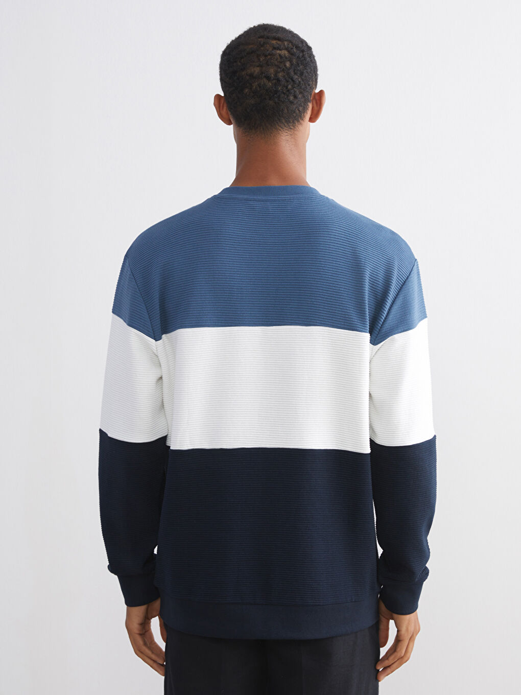 Crew Neck Color Block Men's Sweatshirt-3