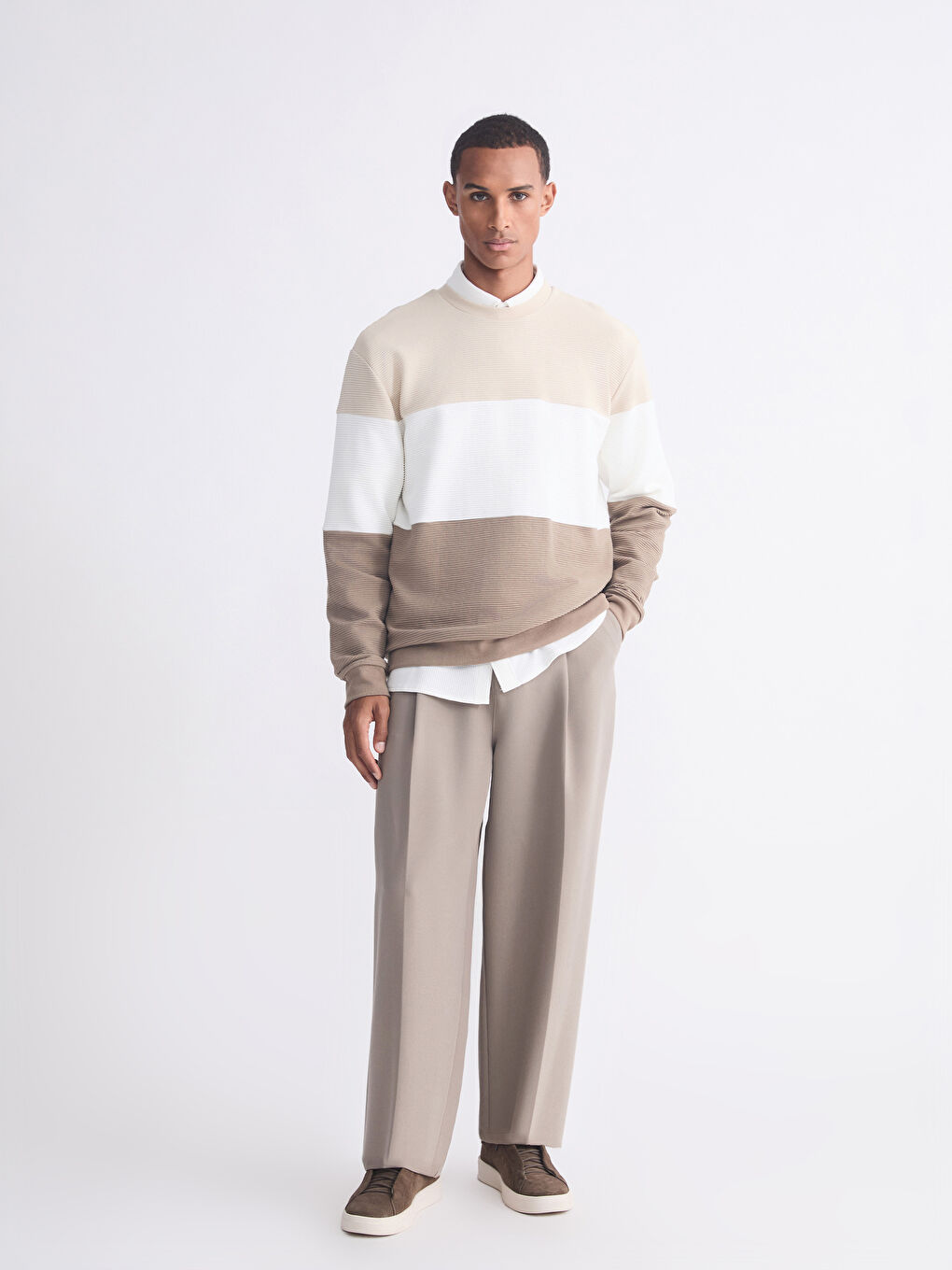 Crew Neck Color Block Men's Sweatshirt-1