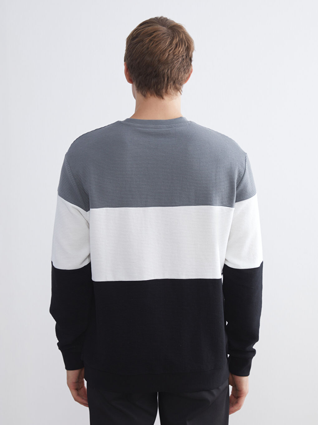 Свитшот Мужской с Круглым Вырезом и Цветовым Блоком-3