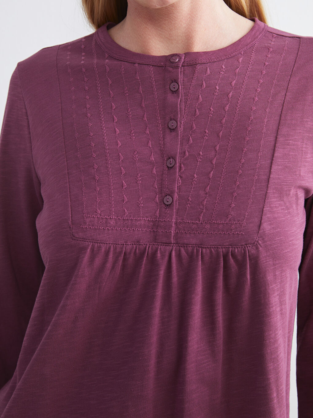 Mürdüm Bisiklet Yaka Nakışlı Bluz-3