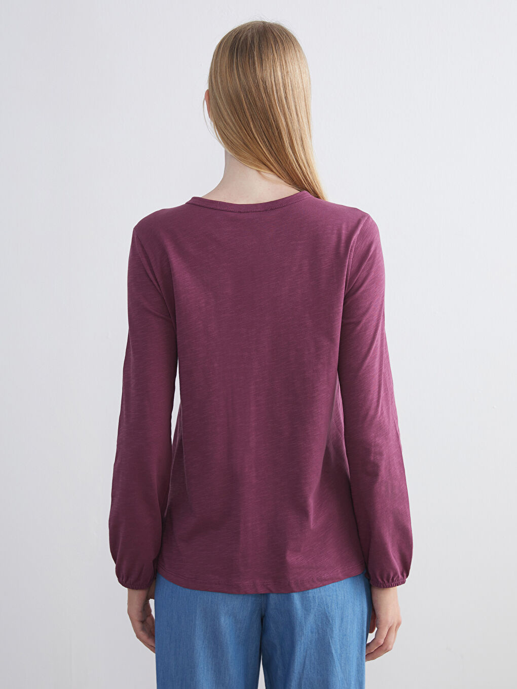 Mürdüm Bisiklet Yaka Nakışlı Bluz-4