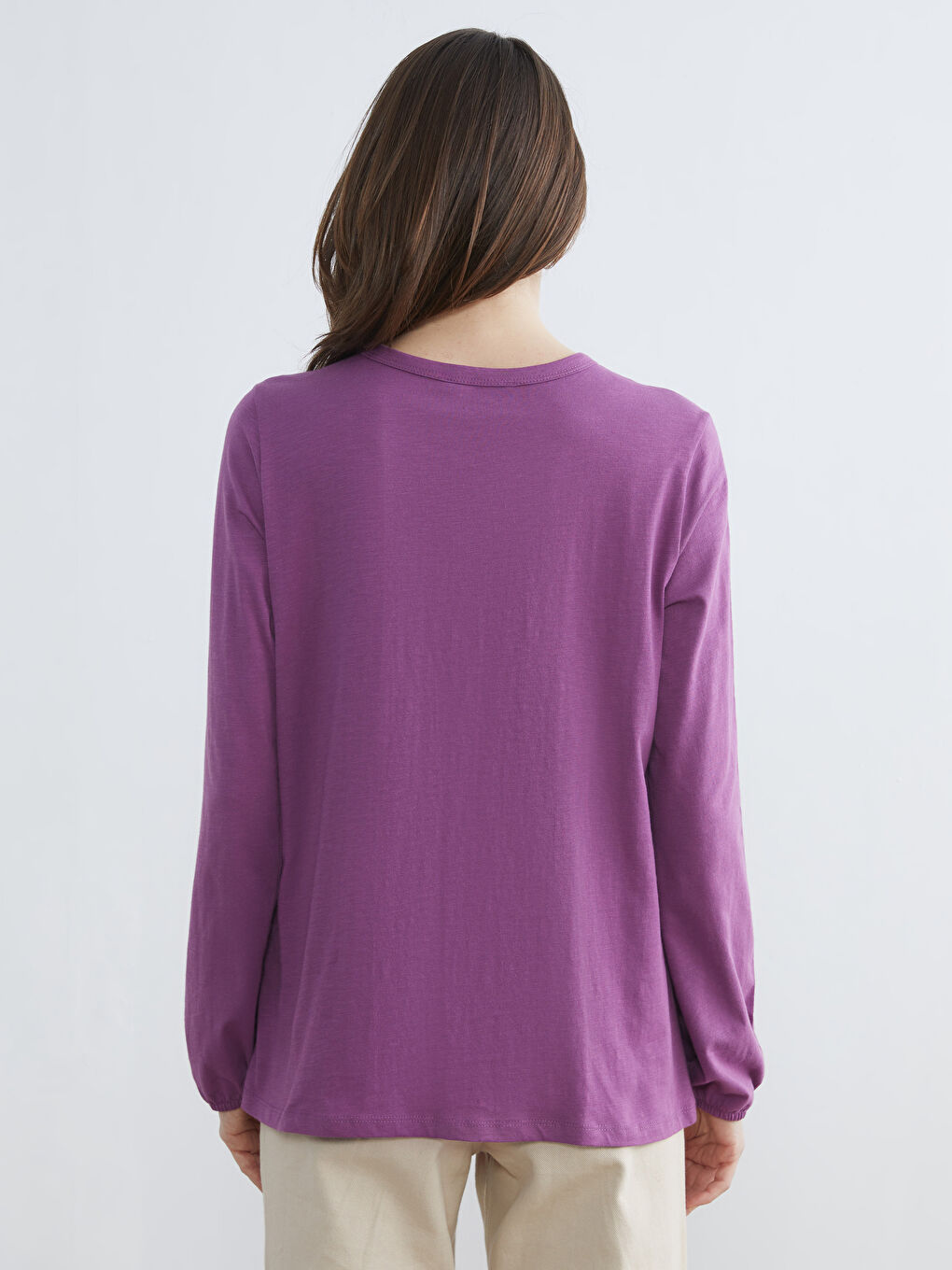 Mor Bisiklet Yaka Nakışlı Bluz-3