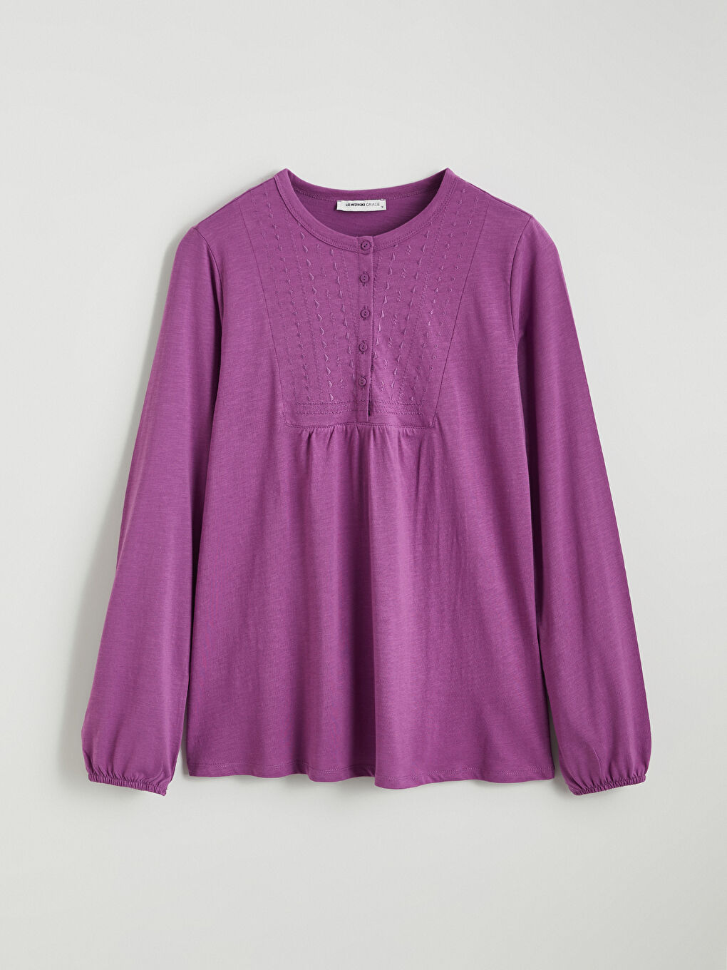 Mor Bisiklet Yaka Nakışlı Bluz-4