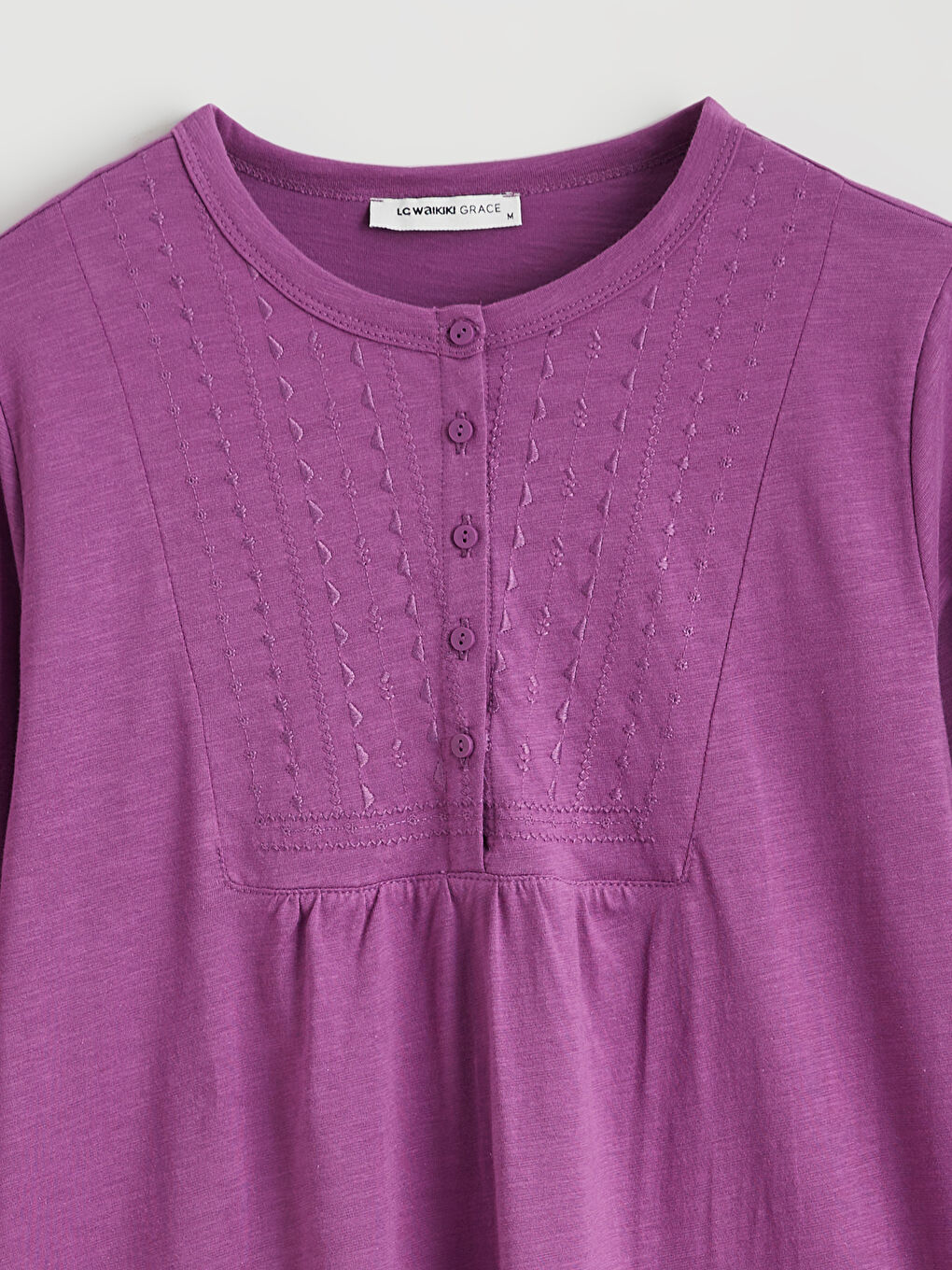 Mor Bisiklet Yaka Nakışlı Bluz-5