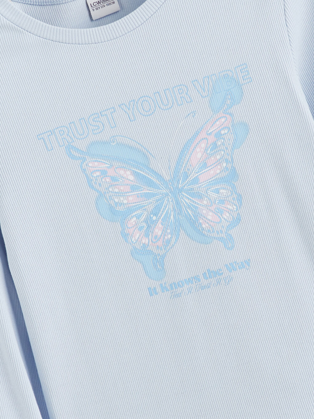 Футболка с круглым вырезом и принтом для девочек-1