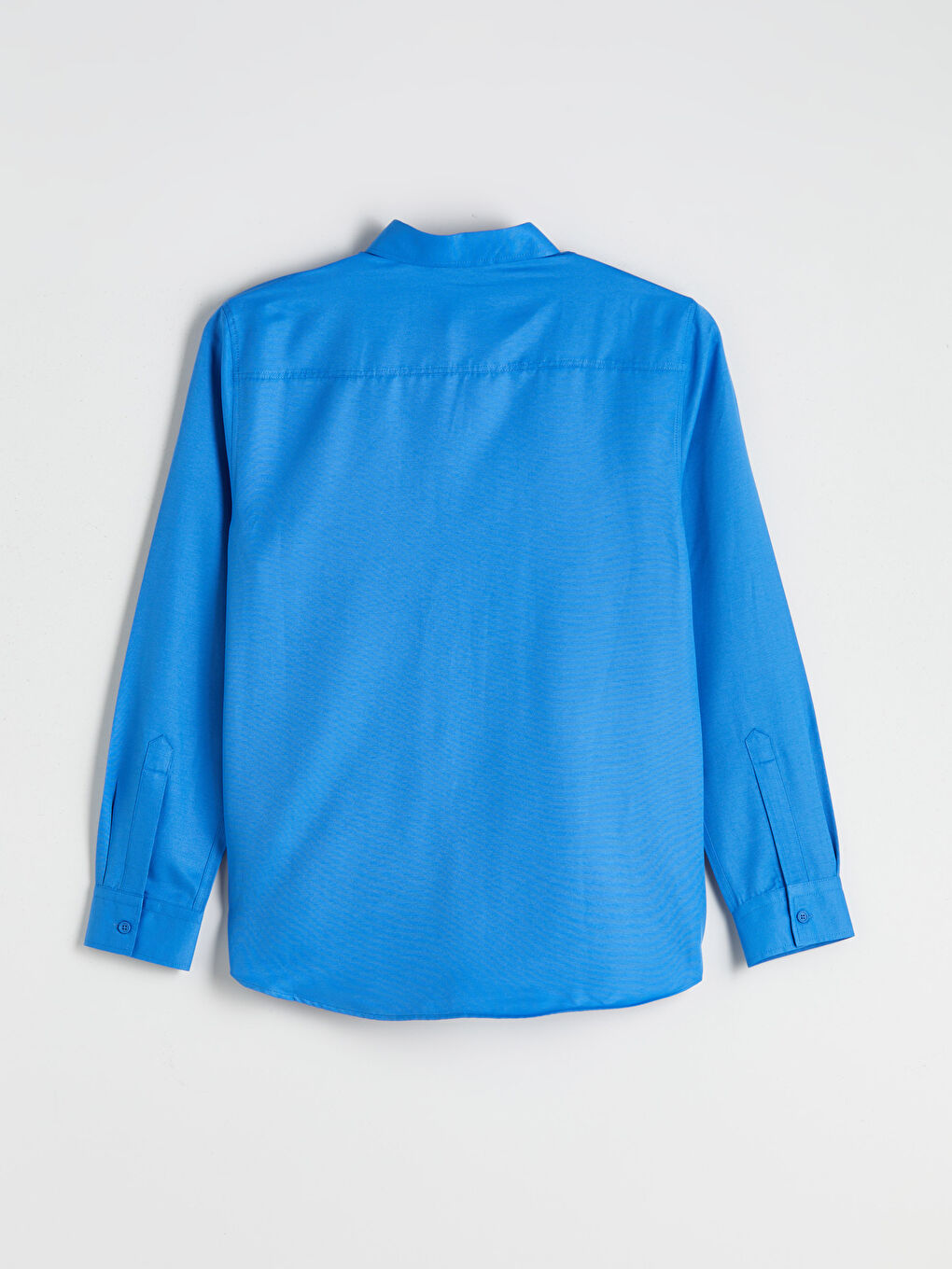 Mavi Önden Düğme Kapamalı Düz Uzun Kollu Erkek Gömlek-5