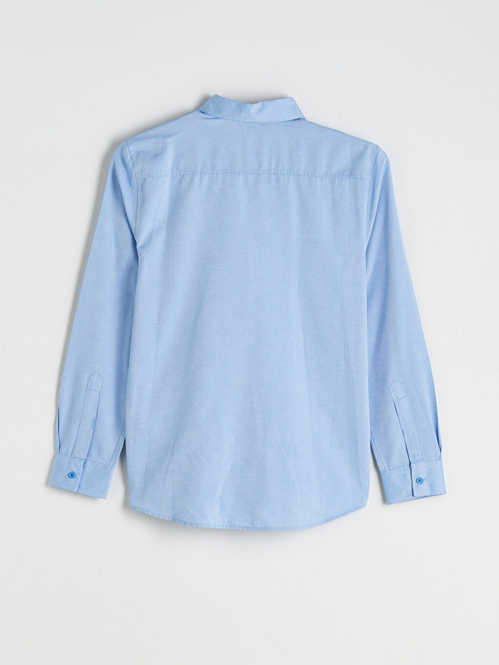 Mavi Önden Düğme Kapamalı Düz Uzun Kollu Erkek Gömlek-5