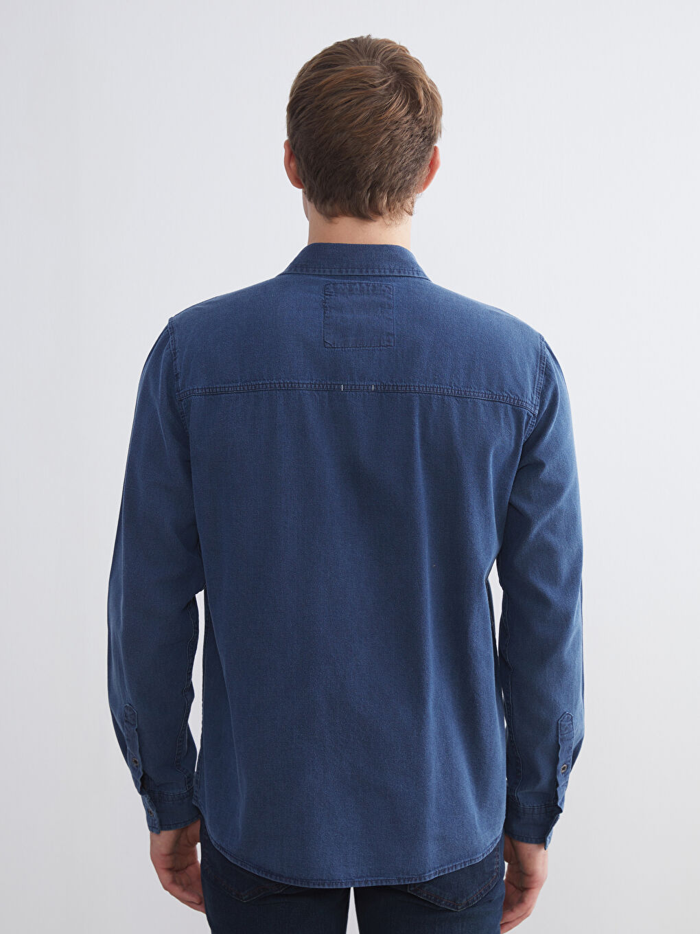 Regular Fit Long Sleeve Men's Denim Shirt-3