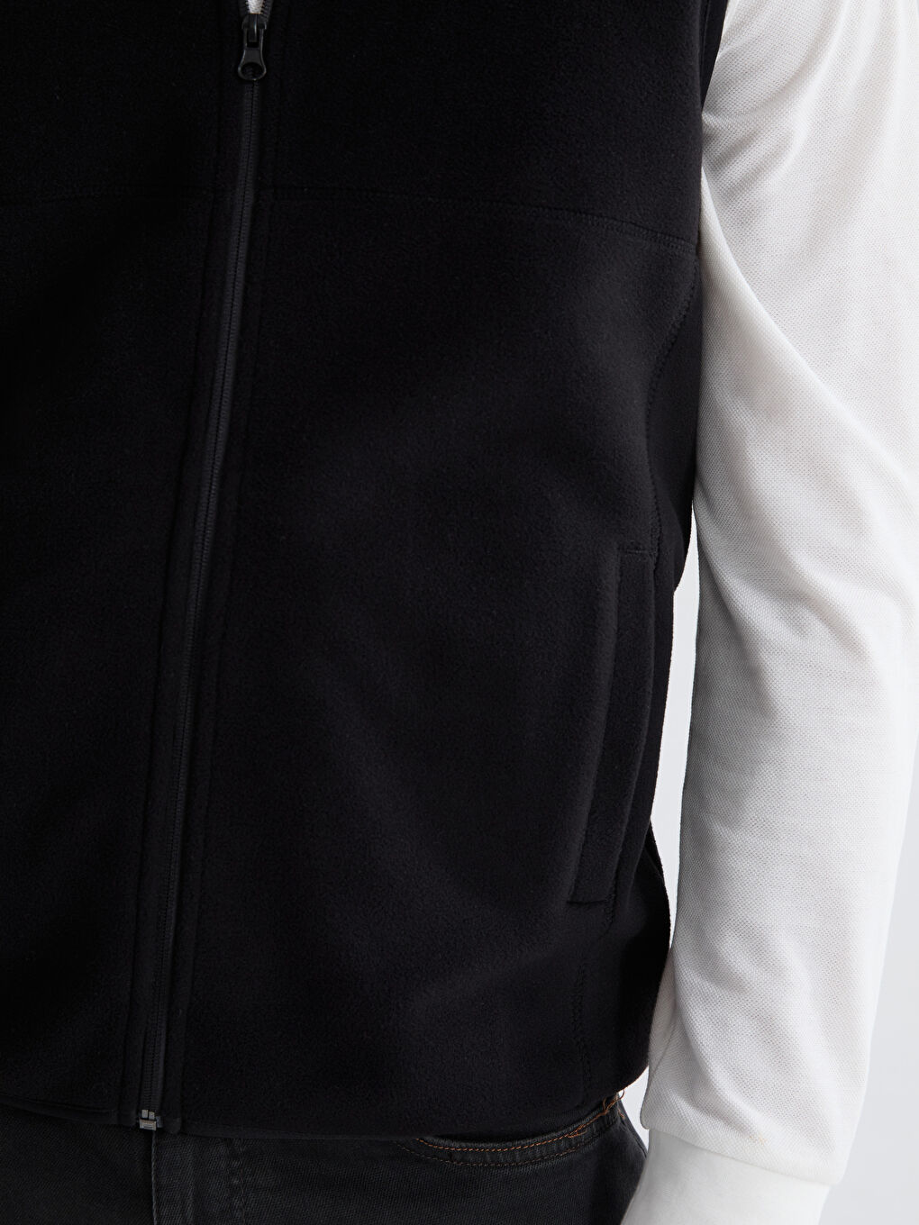 კომფორტული ჭრა ძაბრისებრი საყელო მამაკაცის ჟილეტი-2