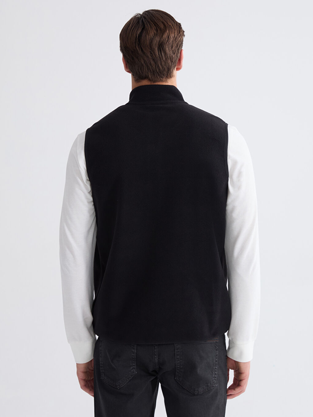 კომფორტული ჭრა ძაბრისებრი საყელო მამაკაცის ჟილეტი-3