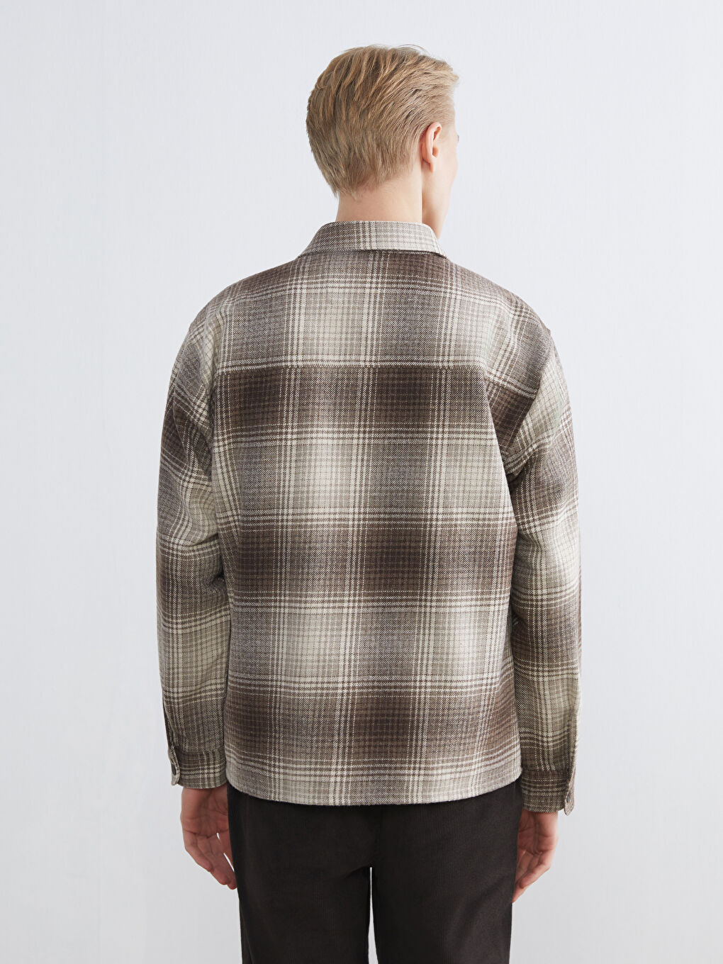 Kahverengi Regular Fit Ekose Erkek Oduncu Gömlek Ceket-3