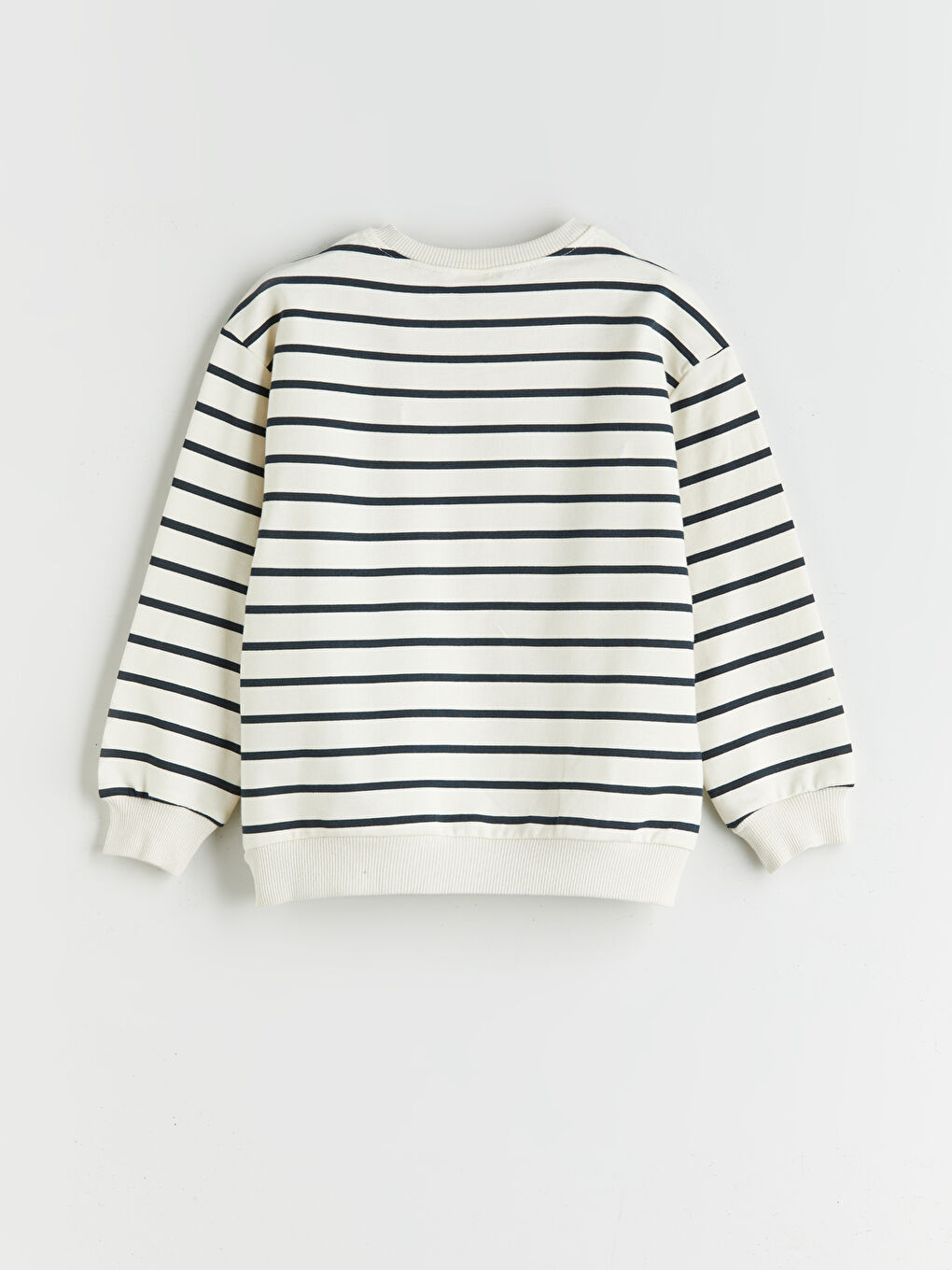 Bej Bisiklet Yaka Çizgili Erkek Çocuk Sweatshirt-1