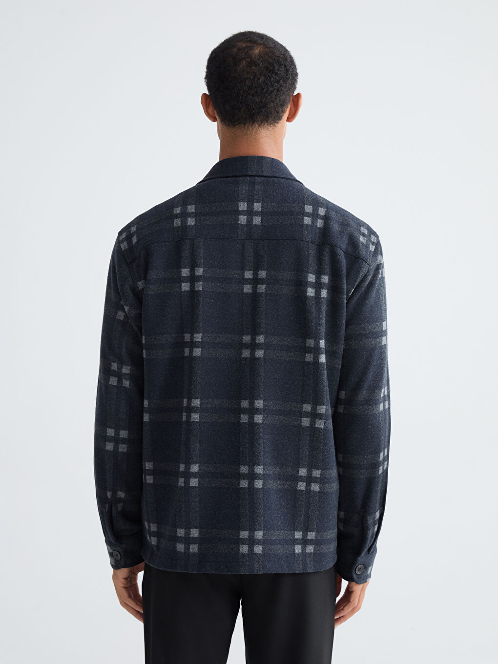 Antrasit Regular Fit Uzun Kollu Ekose Erkek Gömlek Ceket-3