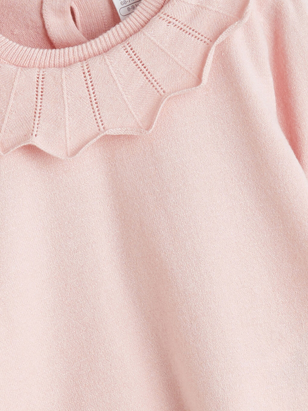 Pembe Bebe Yaka Fırfırlı Kız Bebek Triko Kazak-2