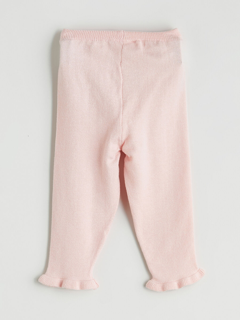 Pembe Fırfır Detaylı Kız Bebe Triko Tayt-1