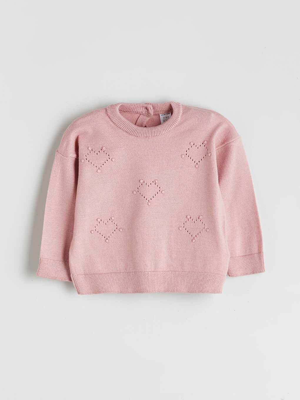 Pembe Bisiklet Yaka Kız Bebek Triko Kazak ve Tayt 2'li Takım-1