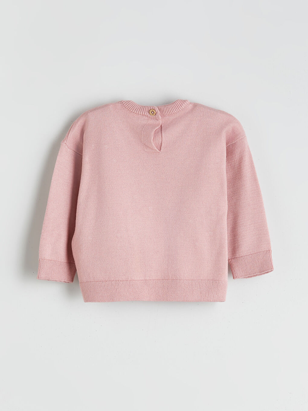 Pembe Bisiklet Yaka Kız Bebek Triko Kazak ve Tayt 2'li Takım-3