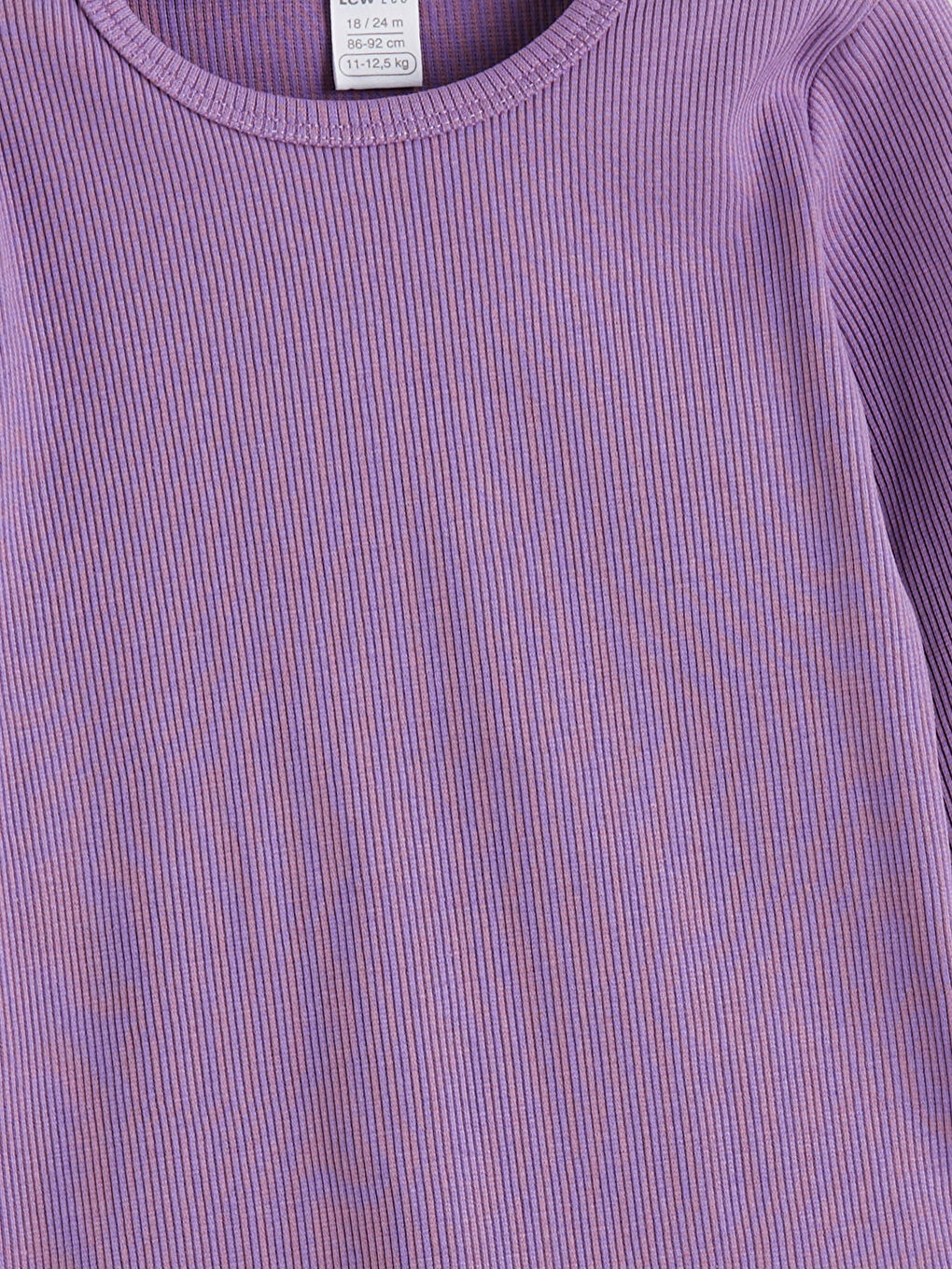 Lila Fitilli Kız Bebek Tişört ve Tayt 2'li-2