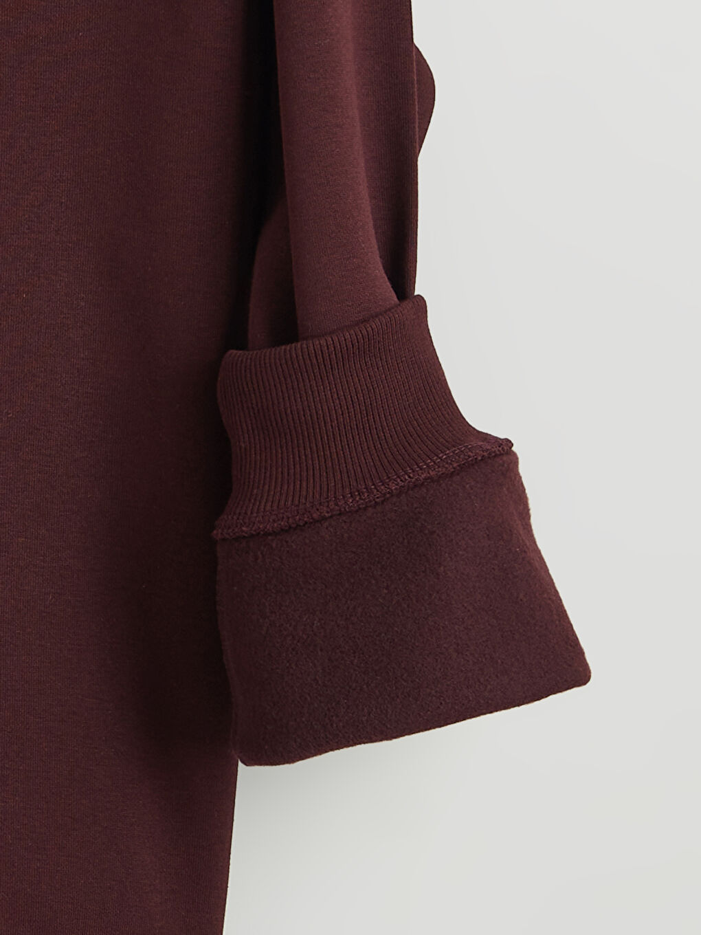 Bordo Bisiklet Yaka Baskılı Erkek Kalın Sweatshirt-5