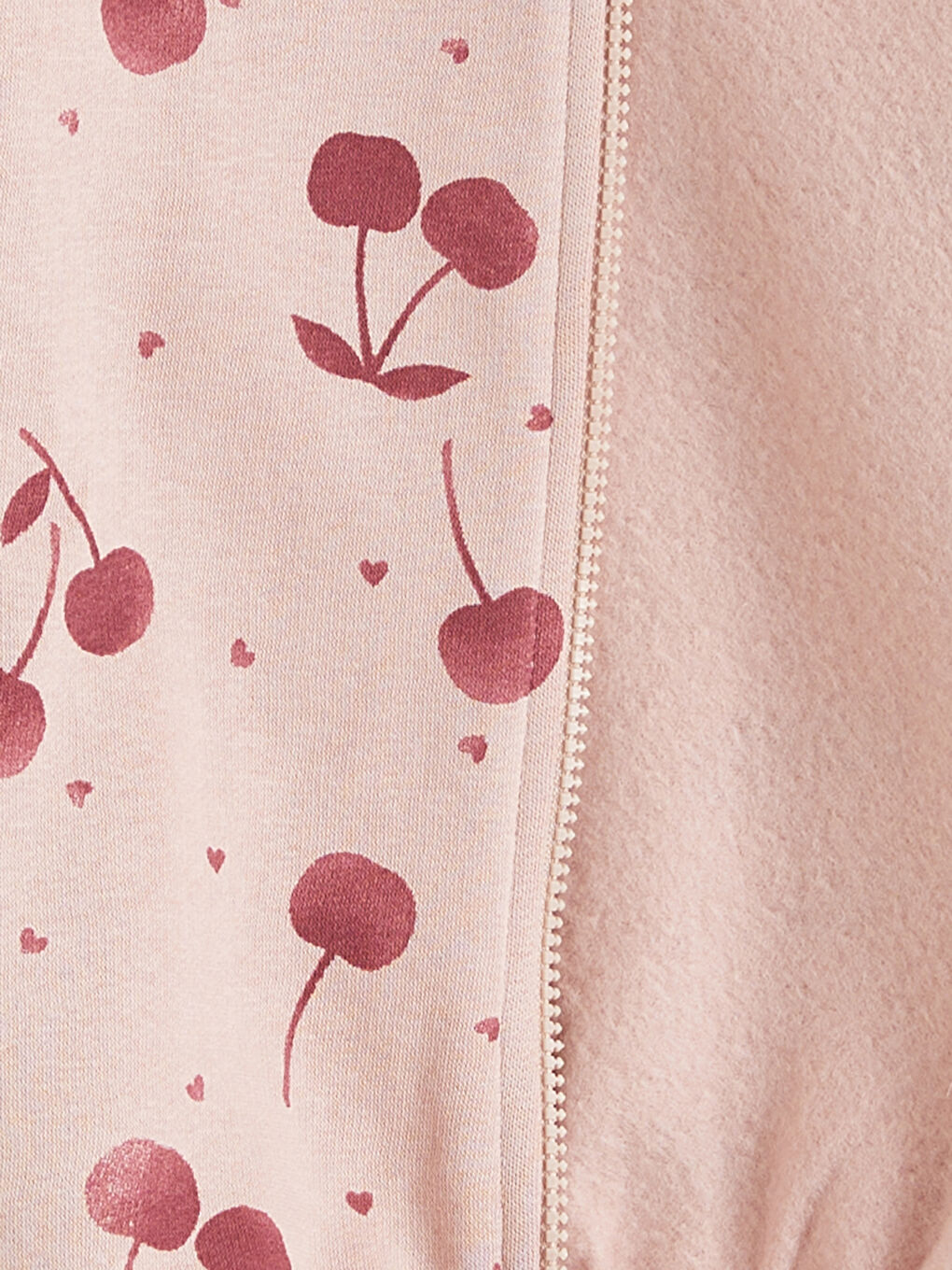 Hooded Cherry Printed Girls' Zip-Up Sweatshirt-1