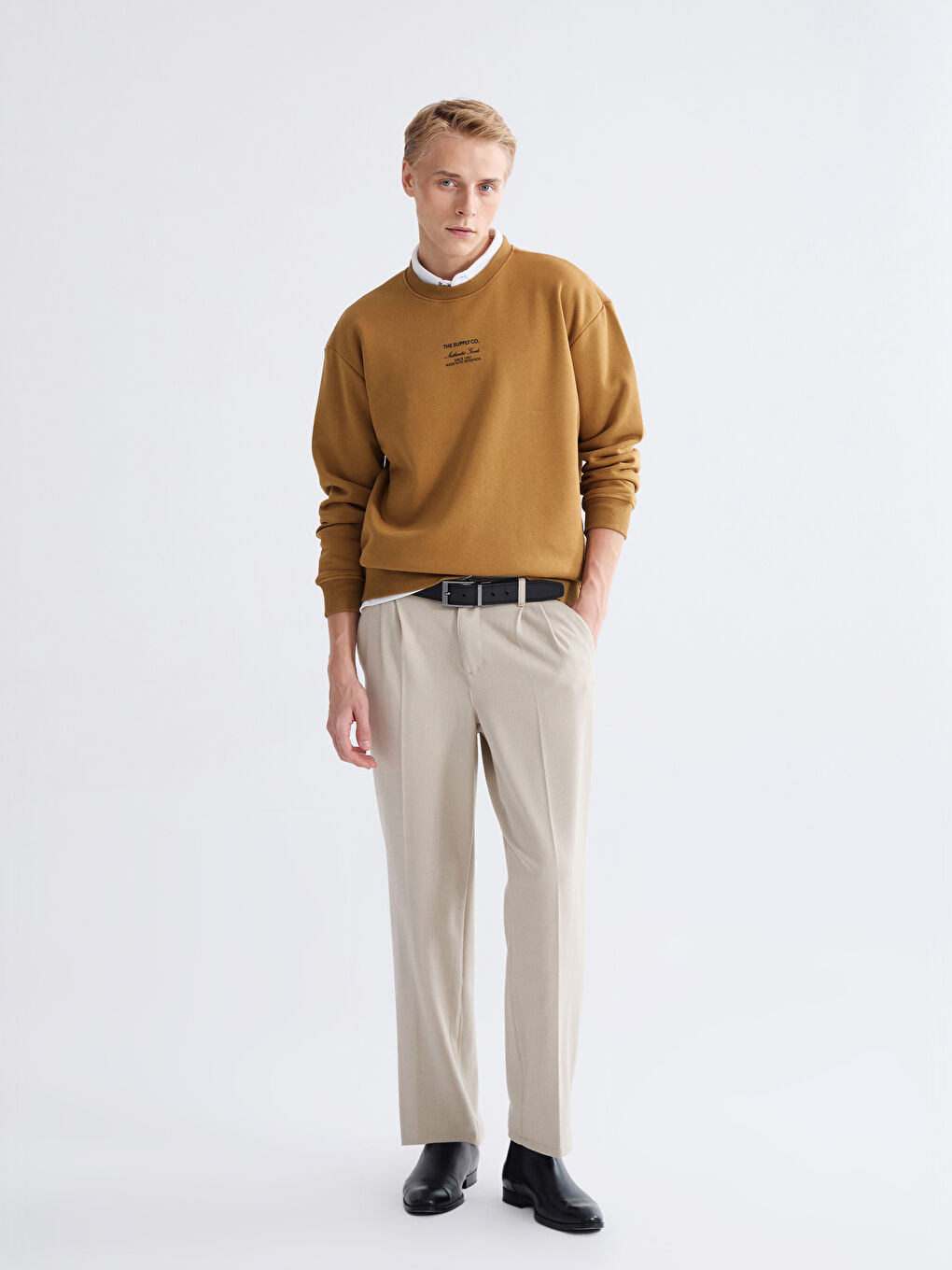 Crew Neck Printed Men's Thick Sweatshirt-1