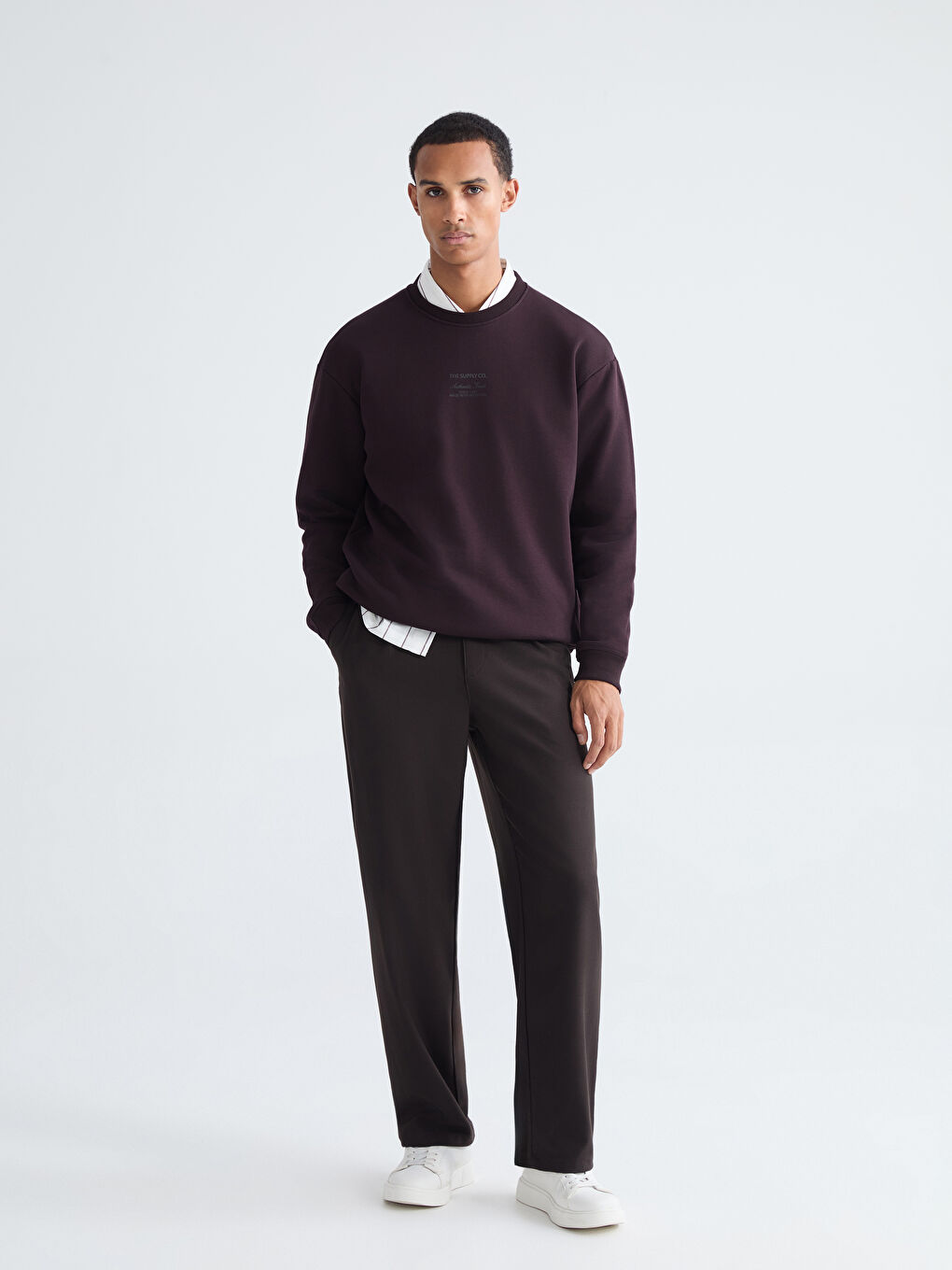 Свитшот Мужской Толстый С Принтом С Круглым Вырезом-1