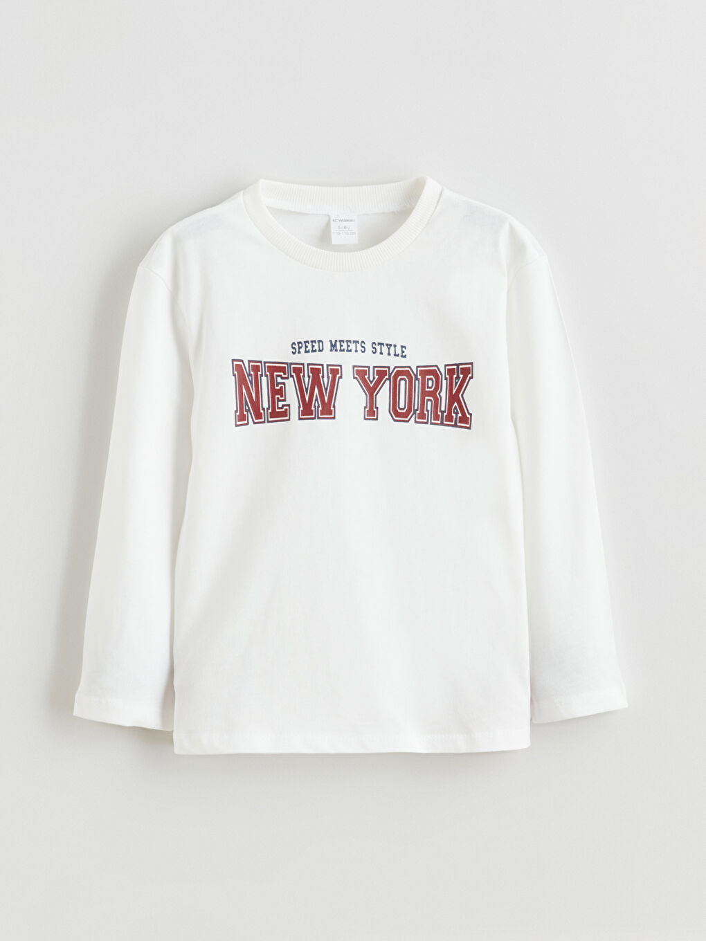 Ekru Bisiklet Yaka New York Baskılı Erkek Çocuk Tişört