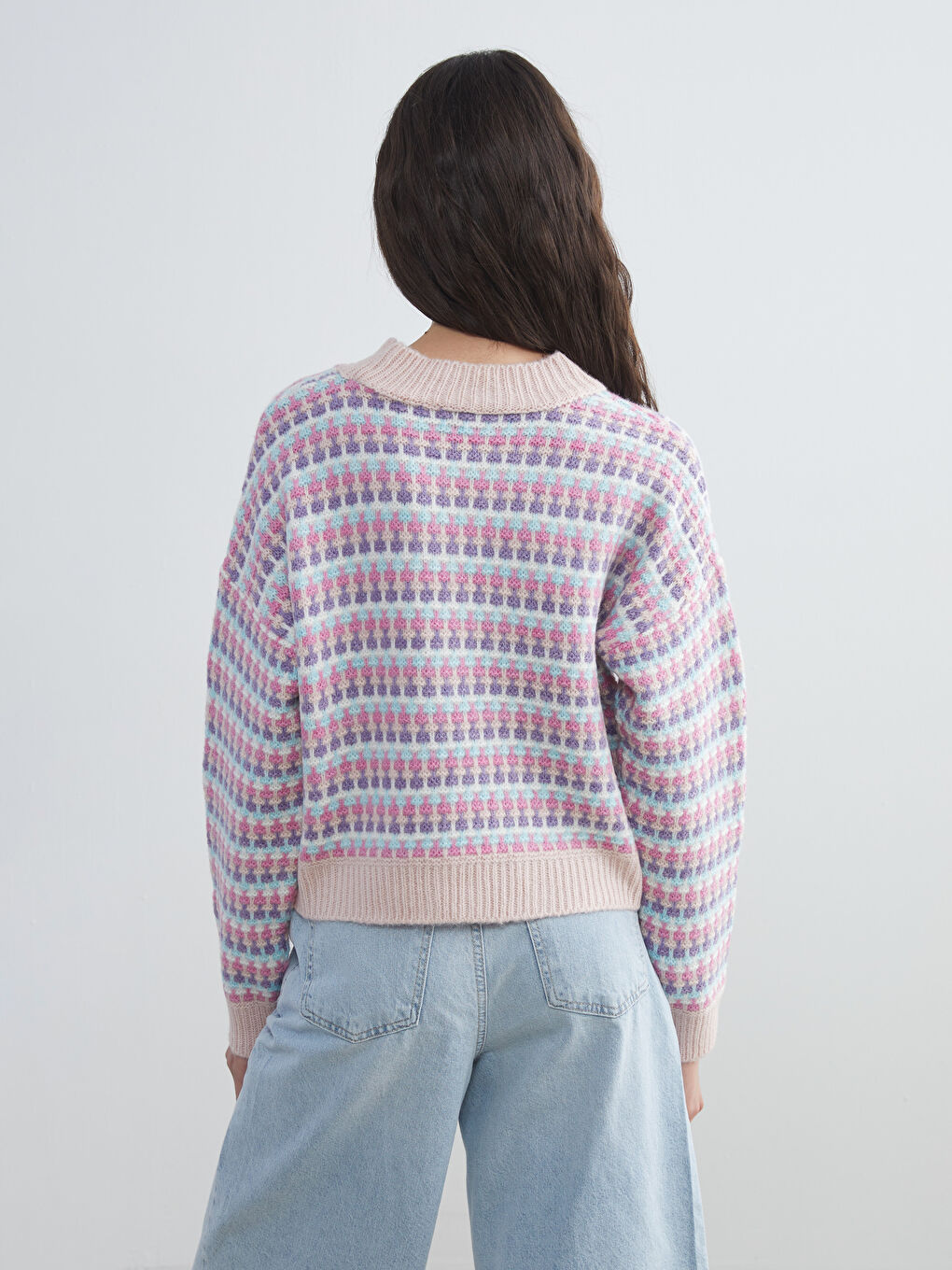 Pull-over en Tricot à Motifs pour Femmes avec Col Rond-3