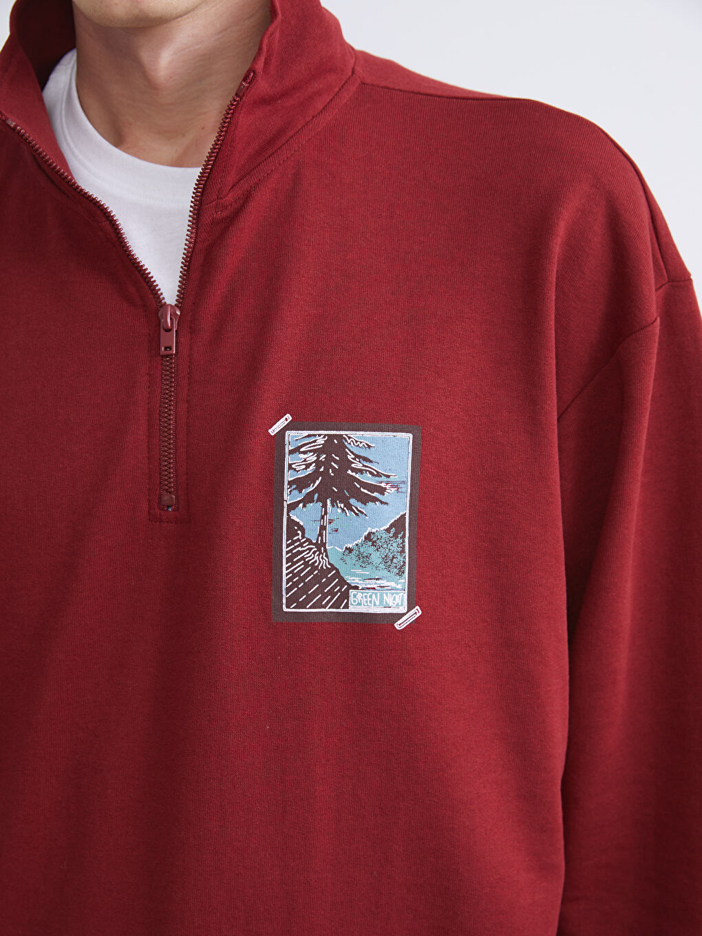 Funnel Neck Printed Men's Sweatshirt-2