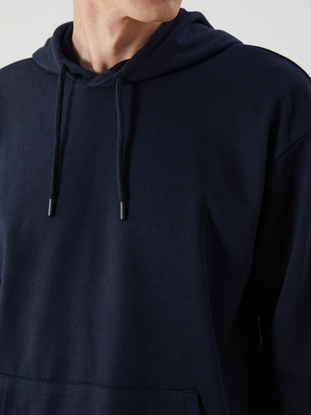 Lacivert Uzun Kollu Erkek Hoodie-2