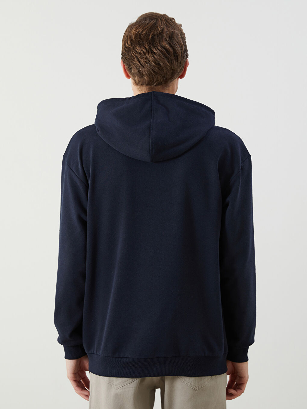 Lacivert Uzun Kollu Erkek Hoodie-3