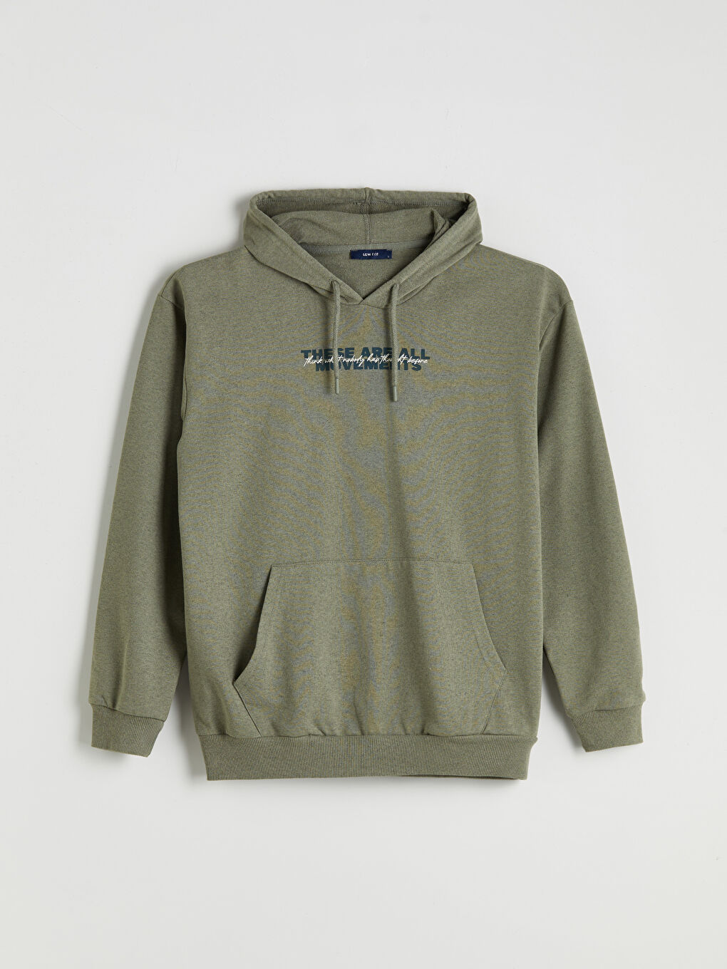 Haki Uzun Kollu Baskılı Erkek Hoodie-4