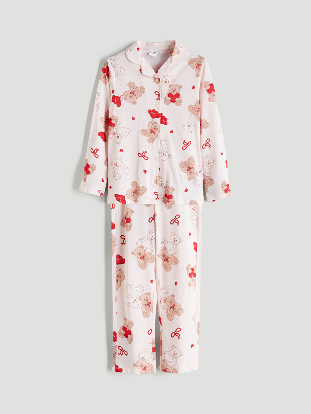 Collared Neck Girls' Pyjama Set